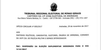 Eleições de domingo em Ibitiúra são suspensas pelo TSE